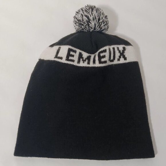 Mario Lemieux Hat Knit Beanie Pittsburgh Penguins Pom Pom Boggin NHL Hockey USA - Picture 2 of 11